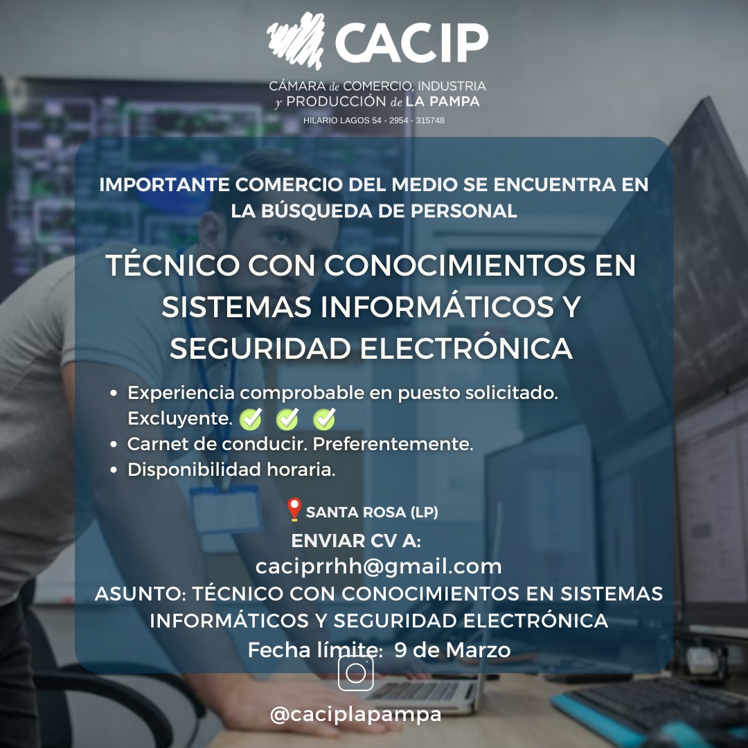 Oferta laboral - Técnico Sistemas